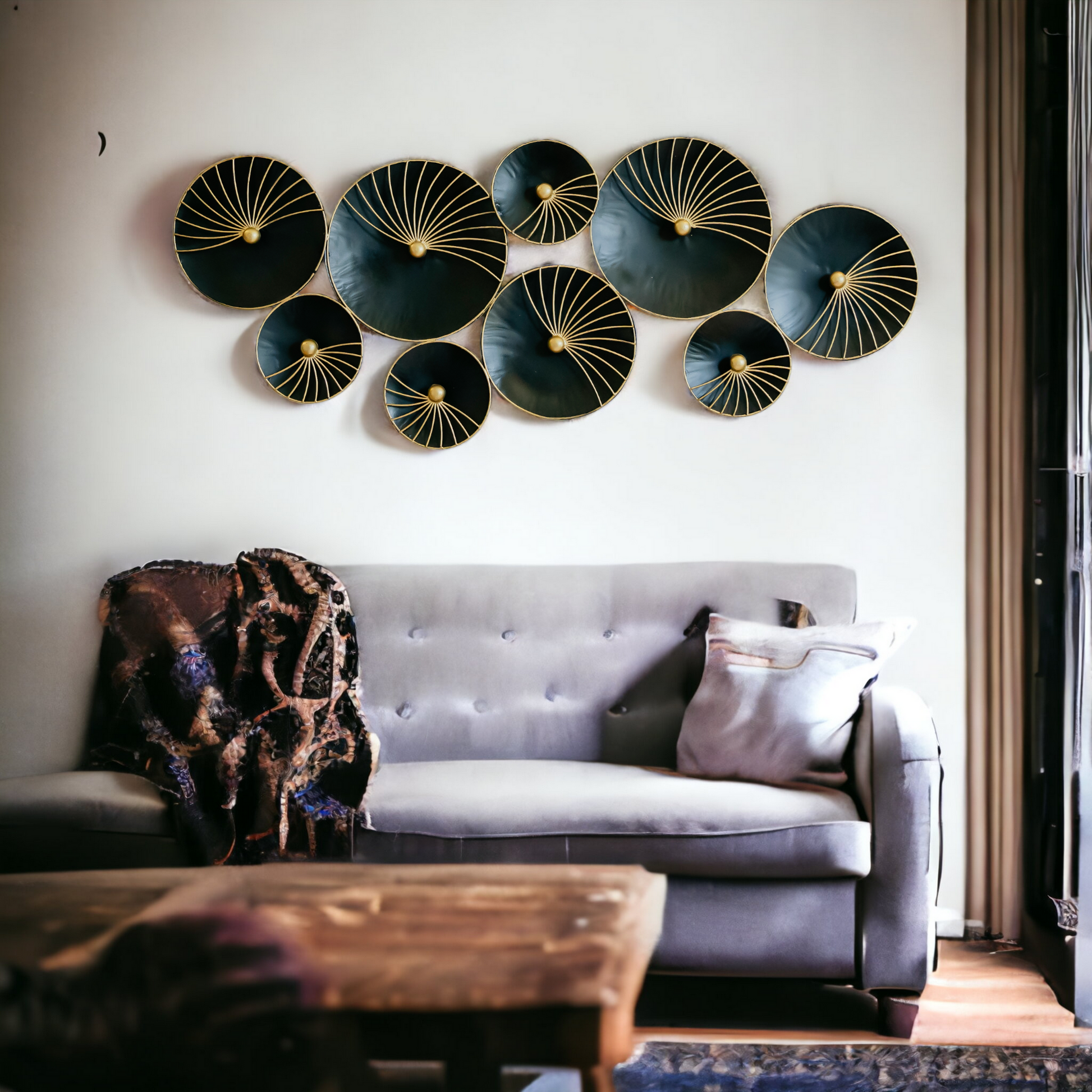 Golden Wave Iron Wall Art Panel Dekspace