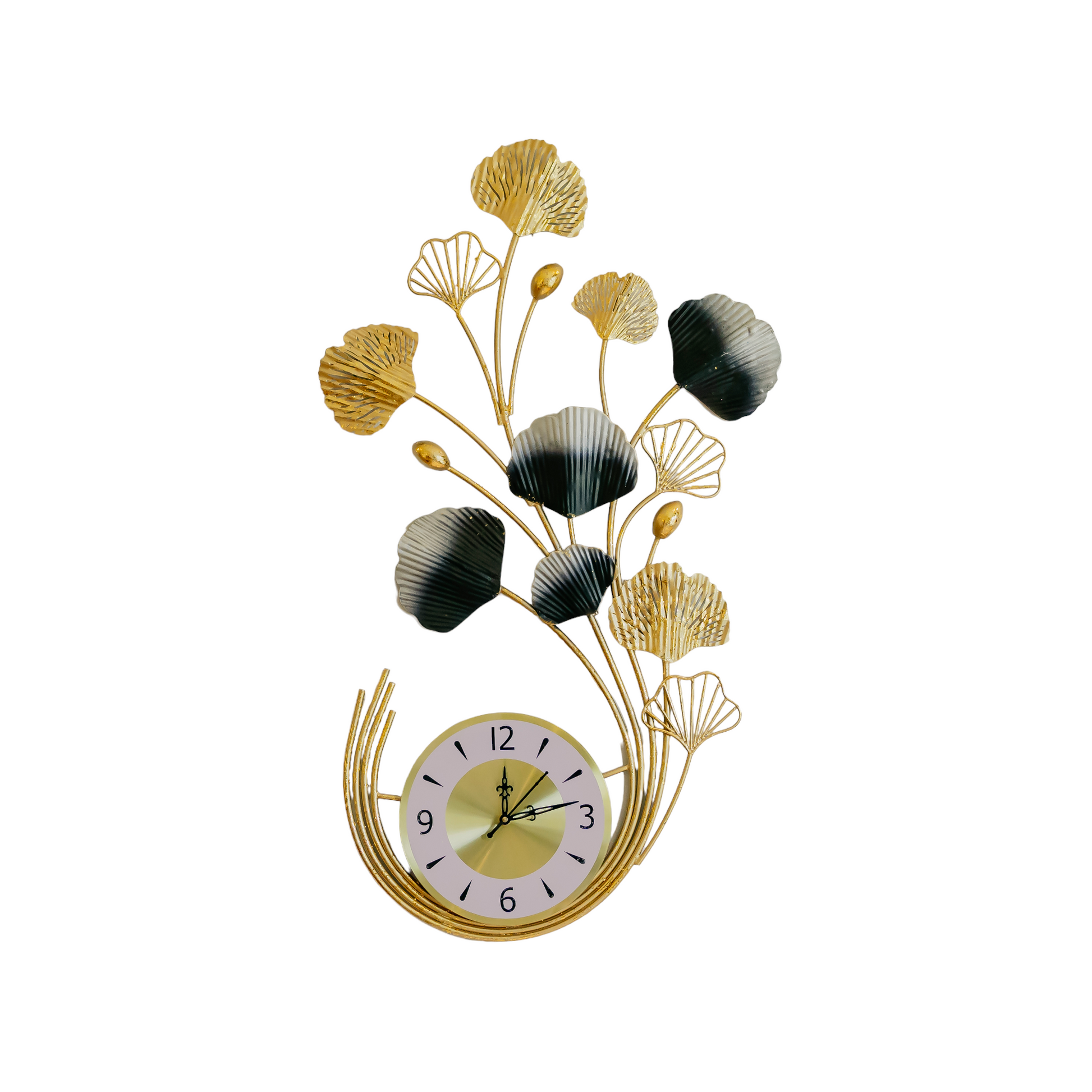 Golden Ginkgo Wall Clock Dekspace