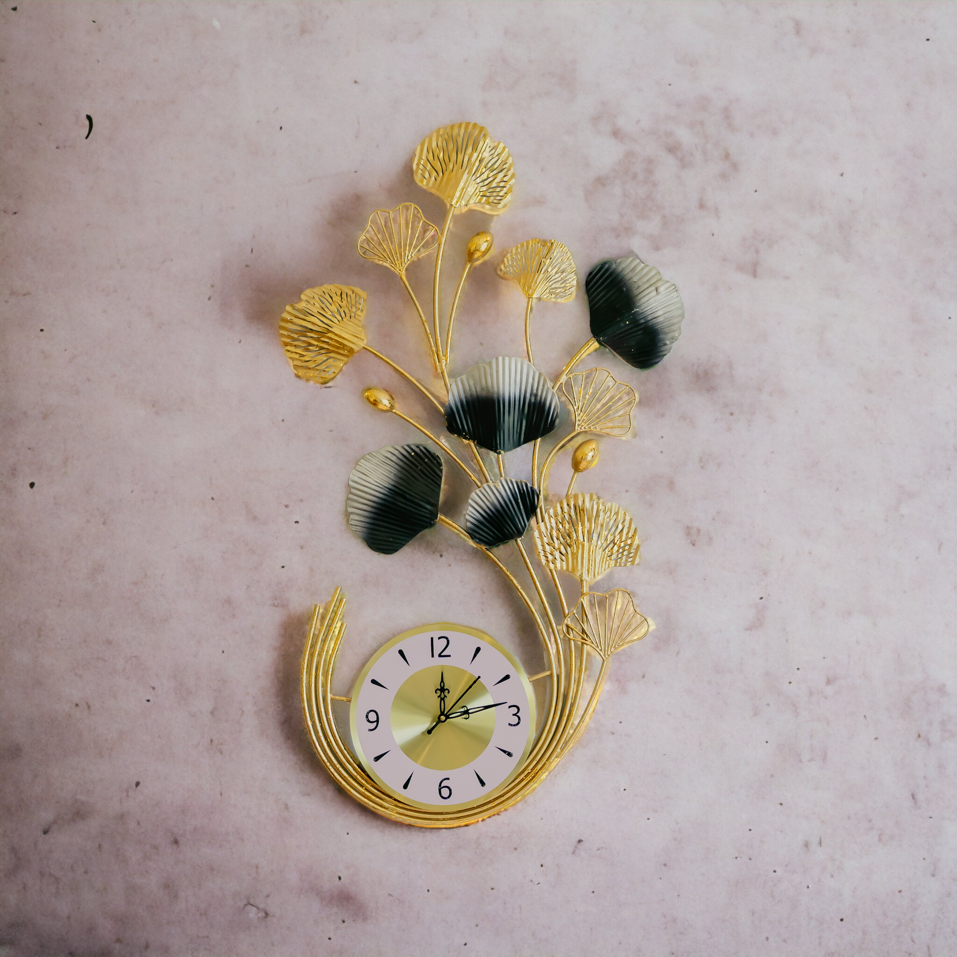 Golden Ginkgo Wall Clock Dekspace
