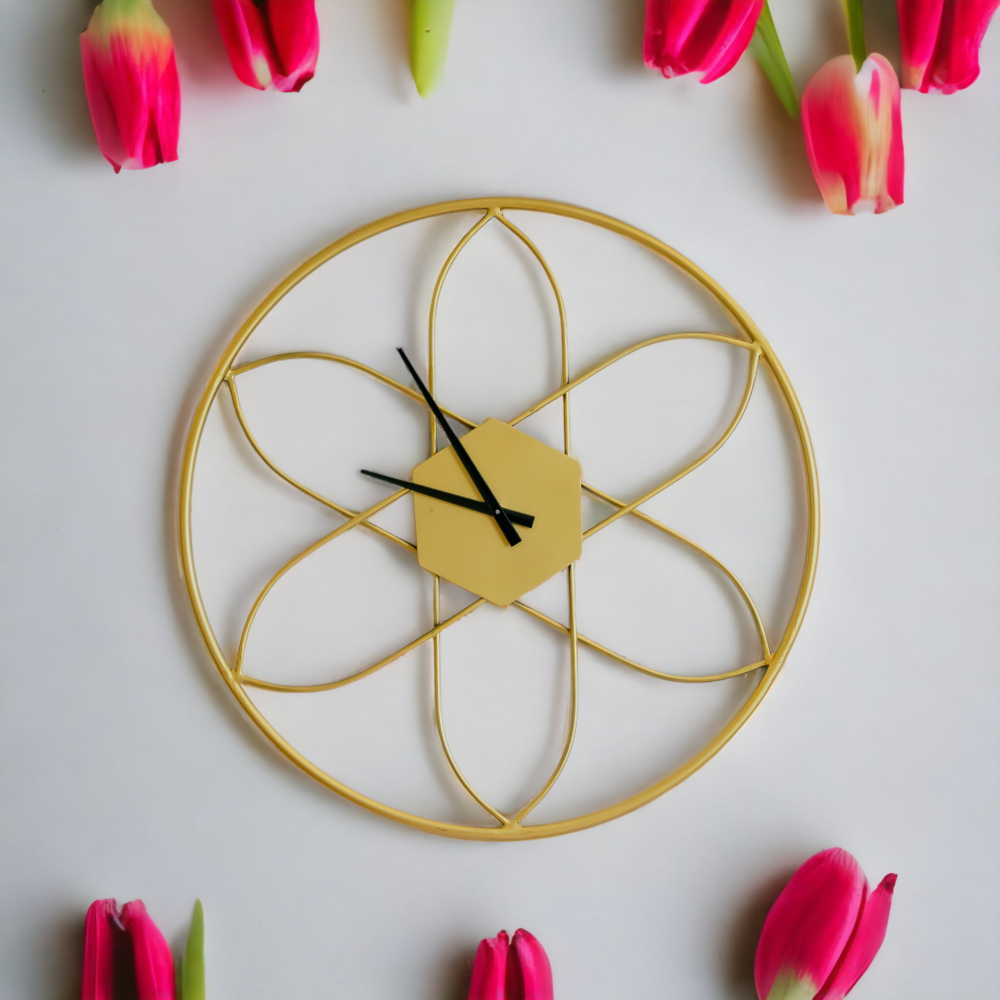 Golden Blossom Wall Clock Dekspace