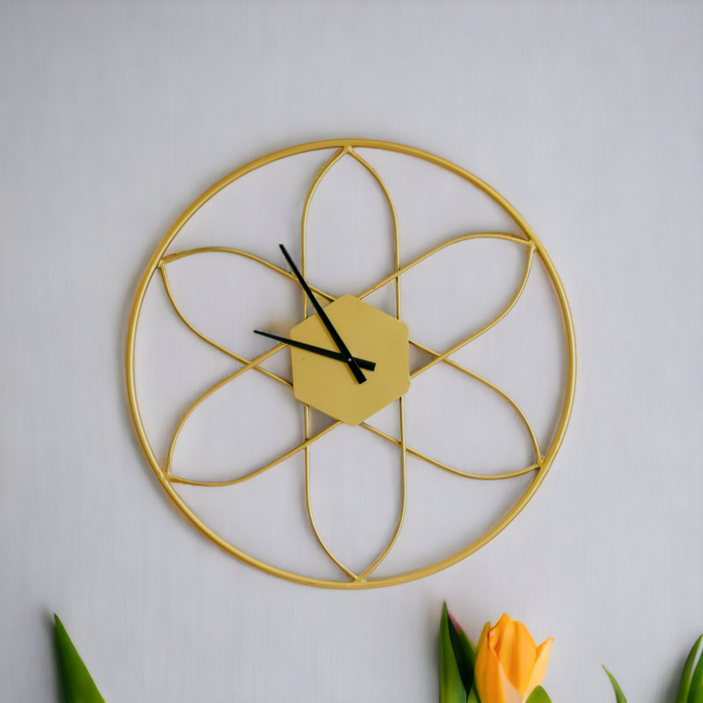 Golden Blossom Wall Clock Dekspace