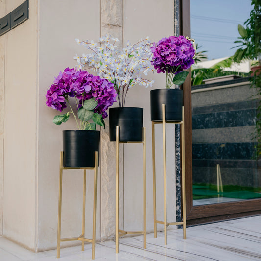 Gold and Black Metal Plant Stand Set Dekspace