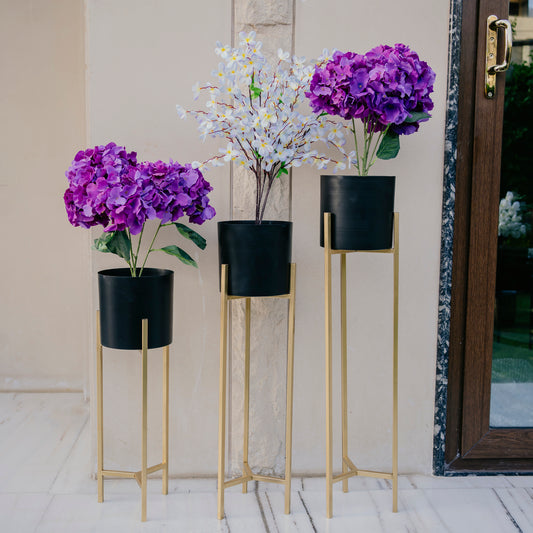 Gold and Black Metal Plant Stand Set Dekspace