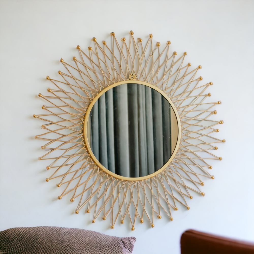 Golden Sunburst Wall Mirror Dekspace
