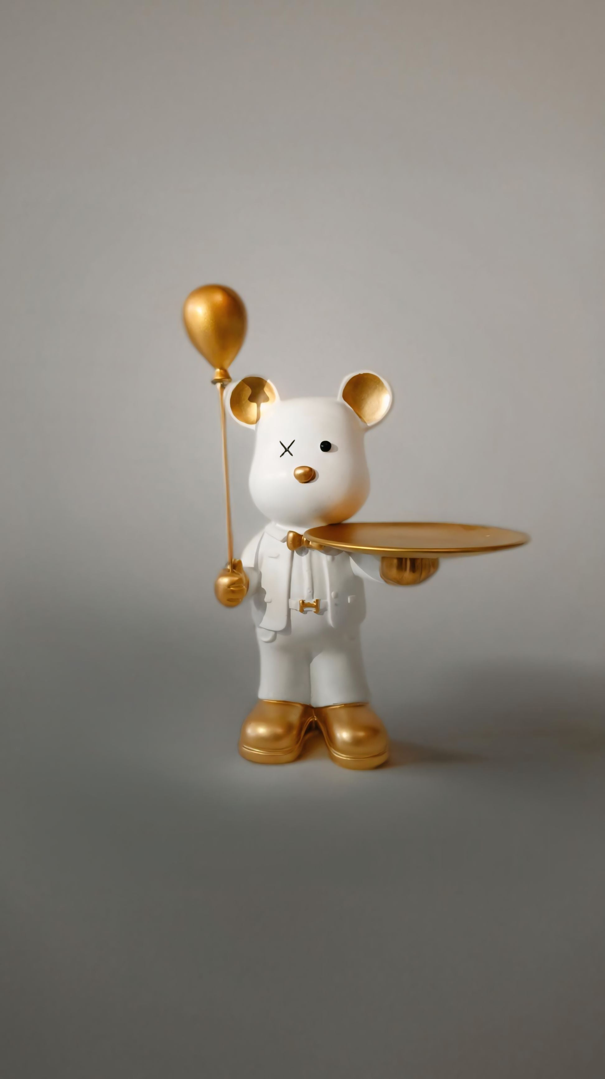 Teddy Bear Statue with Balloon and Tray Dekspace
