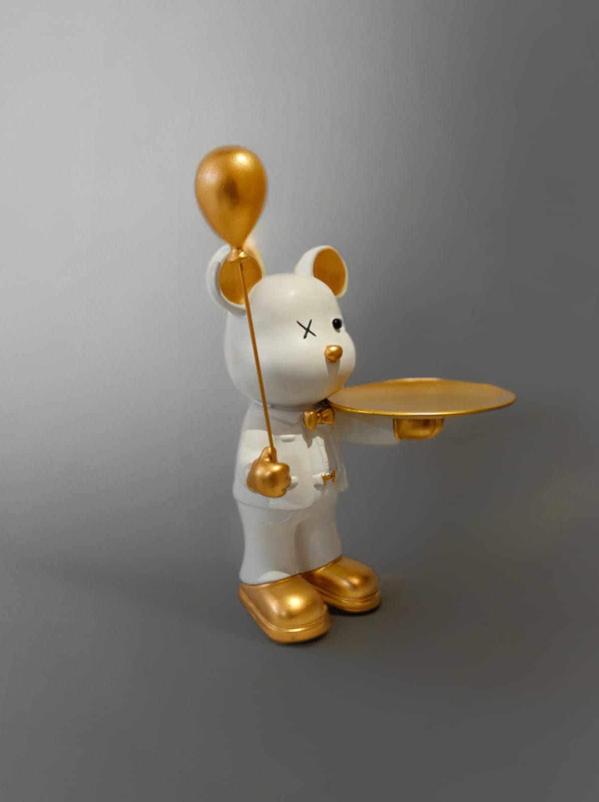 Teddy Bear Statue with Balloon and Tray Dekspace