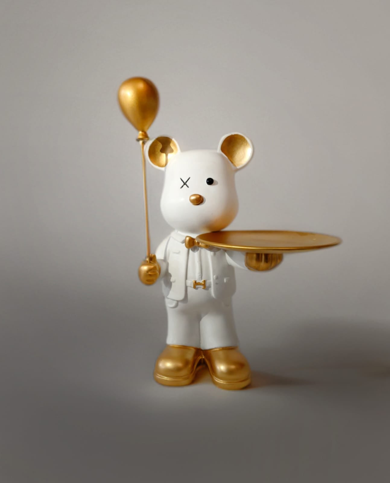 Teddy Bear Statue with Balloon and Tray Dekspace