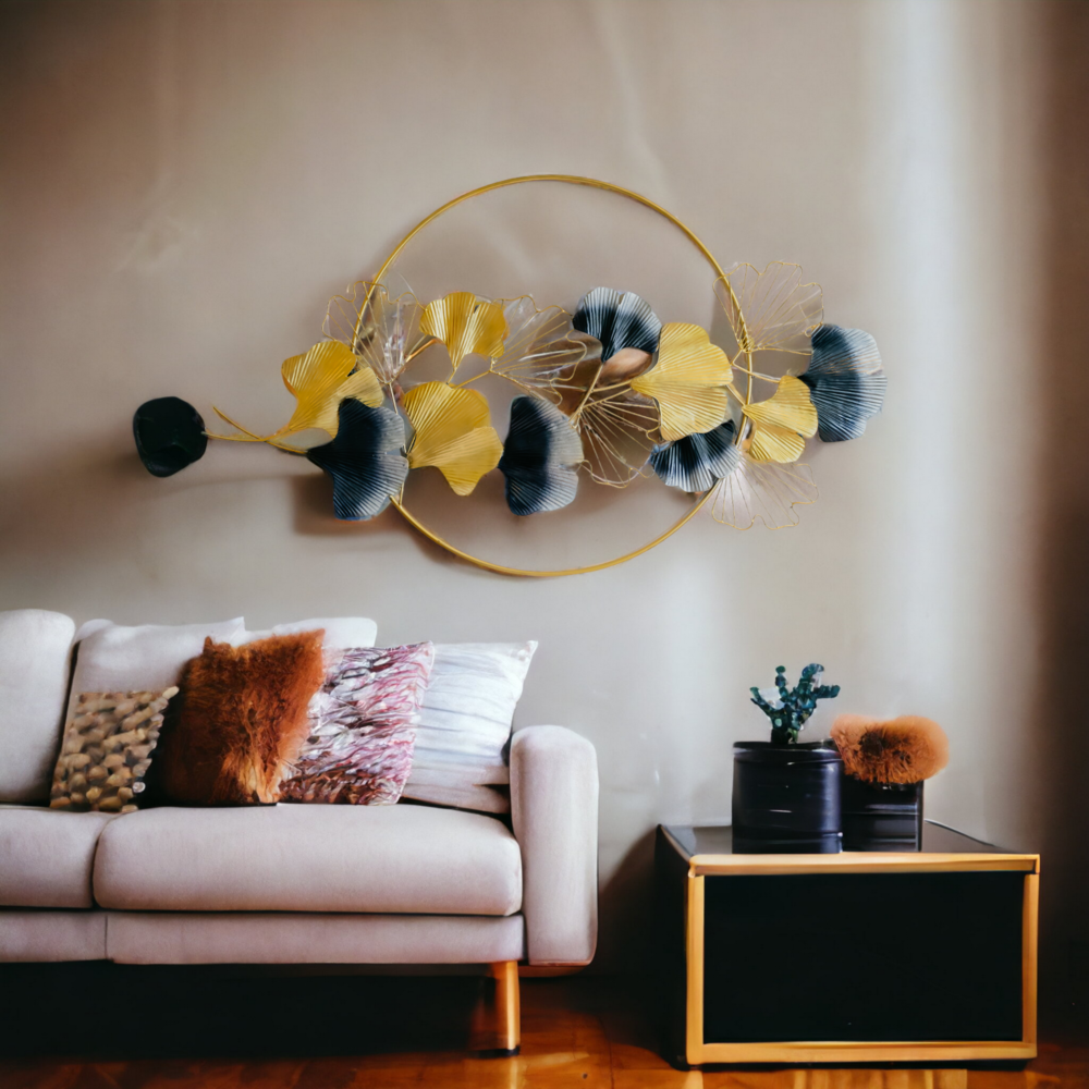 Golden Petal Harmony Metal Wall Art Dekspace